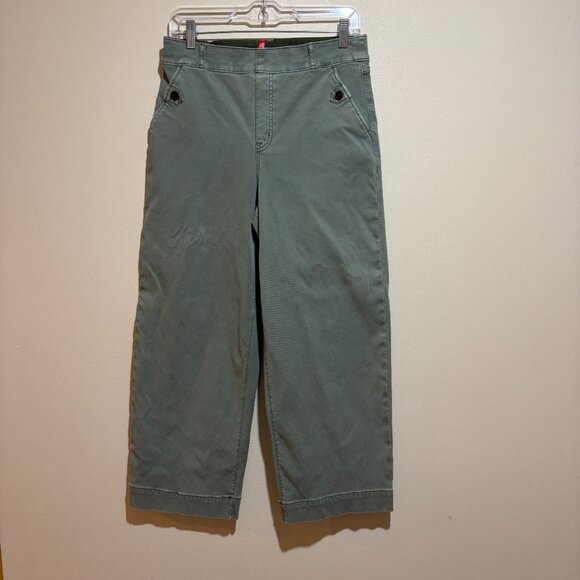 Spanx Stretch Twill Cropped Wide Leg Pant Green - Picture 3 of 14